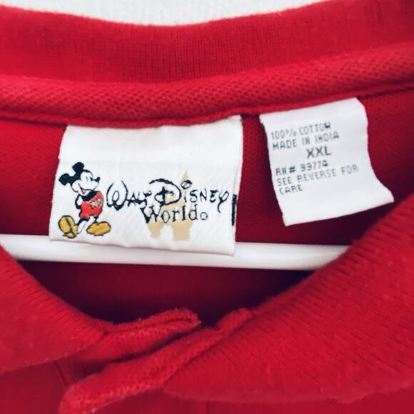 Walt Disney World Parks Polo Shirt Mens 2XL Mickey Mouse Embroidered Red XXL - Picture 3 of 5